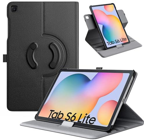 TiMOVO Hülle Kompatibel mit Galaxy Tab S6 Lite 2024/2020/2022, 90 Grad Drehbar Ständer Schutzhülle mit S Stifthalter, Auto Schlaf/Aufwach Hülle für Galaxy Tab S6 Lite 10.4 Tablet, Schwarz