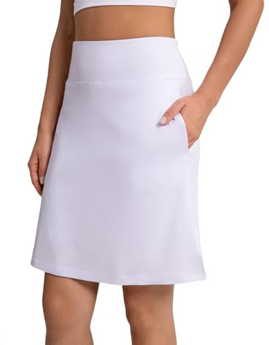 Jesself Knielang Golfrock Damen mit Hose Hohe Taille Athletischer Skirt mit Shorts und Taschen Skort Hosenrock mit Hose Darunter für Sport Laufen Wandern Radfahren