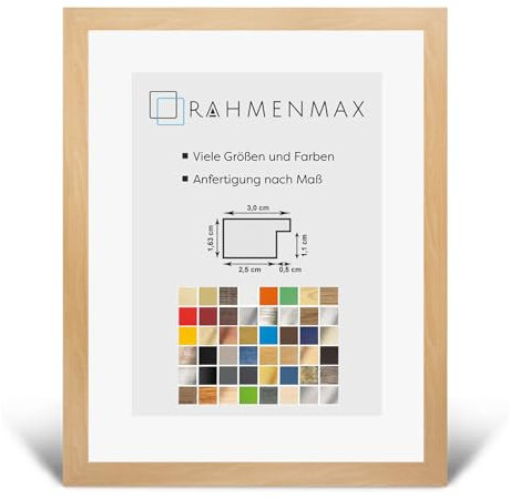 RahmenMax Morena Bilderrahmen Posterrahmen 60x100 cm Buche Dekor 100x60 cm mit weisser Rückwand und klarem Acrylglas