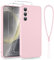 Viojrlra Cover per Samsung Galaxy S24 5G con 2 Pellicola Vetro Temperato, Custodia Antiurto Ultra Sottile Liquid Silicone TPU Morbido, Anti Ingiallimento Anti-Graffio Protettiva Case (Rosa)
