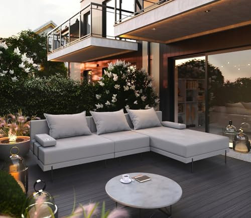TRADA Garten-Eck-Lounge aus Bahama-Holz, S, 297 x 175 cm (Set 1) (Grau, rechte Seite)