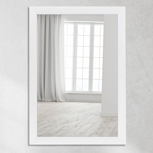 CLAMARO 'Neo Collage' Wandspiegel 60x120 cm Spiegel mit Rahmen | Weiss Matt | Moderner Ganzkörperspiegel mit 38 mm breitem Holzrahmen | Inkl. Metall Aufhänger und Wandmontagematerial