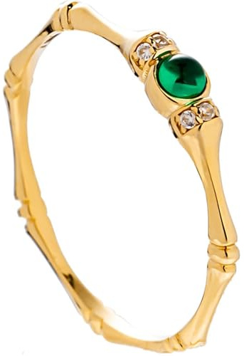 KnSam 14K 585 Gelbgold Freundschaftsringe, Partnerringe Klassiker mit Smaragd Grün, Au585 Gold Ring mit Diamant Echt Schmuck, Gold, 53 (16.9)
