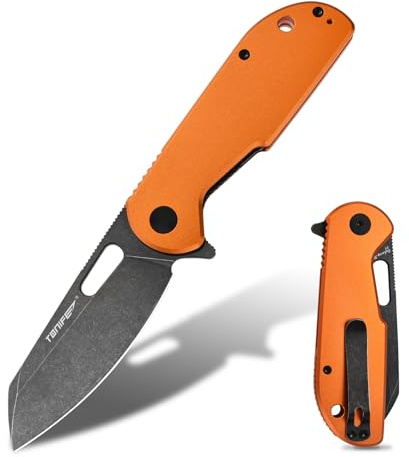 TONIFE Galaxy Mini Faltmesser mit D2 Stahlklinge und Aluminiumgriff, EDC Taschenwerkzeug für Camping, Wandern und Überleben (orange)