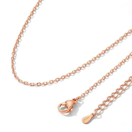 ChainsHouse Collier Femme Acier Inoxydable Chaine Rolo Femmes 1,4 mm Chaîne en 316 L, 46 cm Chaîne Or Rose à Pois Collier Ras de Cou