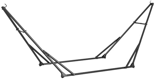 Outsunny Soporte para Hamaca Plegable Portátil 2 en 1 Metal 2,5 m Negro