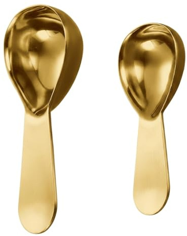 SHYSBV 2 Pcs Stainless Steel Coffee Scoop Set: 15ml + 30ml Measuring Spoon for Ground Coffee, Tablespoon Measuring Scoop, Precision Coffee Scoop for Home Baristas & Roasters（Golden）