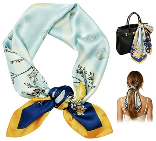 Cyiecweu Seidenschal Damen, Leichter Seidenschal, Bandana, Halstuch, Kopftuch, Eleganter Schal, Geschenk für Frauen/Mutter/Großmutter