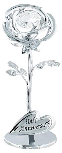 Haysom Interiors Modern 30th Anniversary Silver Plated Flower with Clear Swarovski Crystal Bead by Happy Homewares