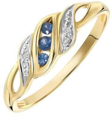 Diamond Luxury - Ring aus 585 Gelbgold mit Saphir und Diamant