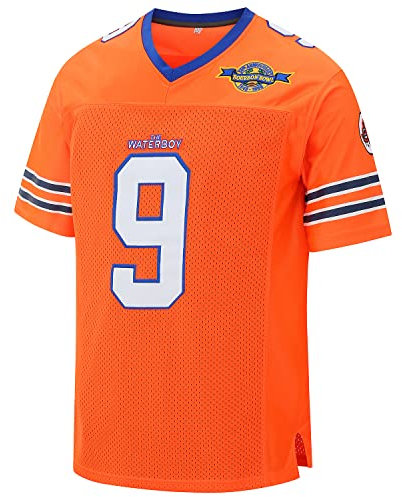 Yeee JPEglN Waterboy Football Jersey Stitched #9 Bobby Boucher 50th Anniversary Movie Jerseys S-XXXL (Orange, XL)