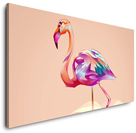 Flamingo 120x 60cm Panorama Leinwand Bild XXL Format Wandbilder Wohnzimmer Wohnung Deko Kunstdrucke