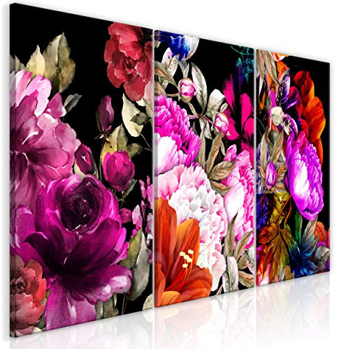 decomonkey Bilder Blumen 180x90 cm 3 Teilig Wandbild Groß Leinwandbild XXL Deko Wohnzimmer Schlafzimmer Büro Wanddeko Leinwand Pictures For Wall Poster Wall Painting Lilien Rose