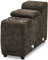 Ibbe Design Modul Sofa Braun Stoff Bar mit kabellosem Ladegerät Stauraum und 2 Getränkehalter Alexa, 32x98x73 cm