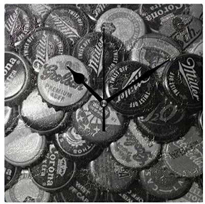 FANTAZIO Square Alarm Clock for Kids Beer Bottle Caps Stand/Hang Clock battery operated