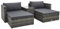 vidaXL Gartenmöbel 5-tlg. mit Auflagen Sitzgruppe Lounge Sofa Ottomane Hocker Gartensofa Ecksofa Gartenset Sitzgarnitur Poly Rattan Grau