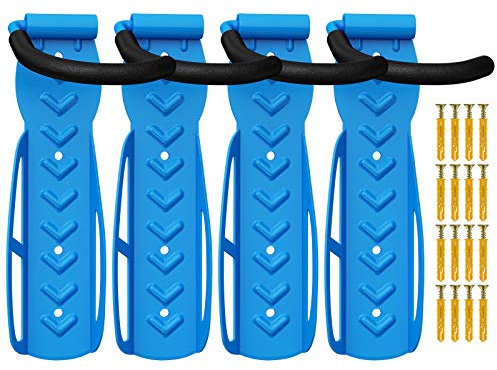 4 x WELLGRO Wand Fahrradhalter - Stahl Fahrrad Wandhalterung - Fahrrad Haken - Fahrradständer - Ständer - Farbe wählbar, Farbe:Blau