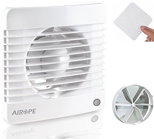 Airope,Temporizador & Sensor de humedad 100 mm,Ventilador Extractor de Baño Aire,Silencioso con Válvula Anti Retorno + Mosquitera Integrada,7 W,Ideal para Baño,Cocina,Inodoro,Calidad,Garantía 5 AÑOS