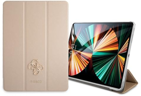 Guess GUIC11PUSASGO Étui pour iPad 11 2021 Doré Saffiano Collection Marron