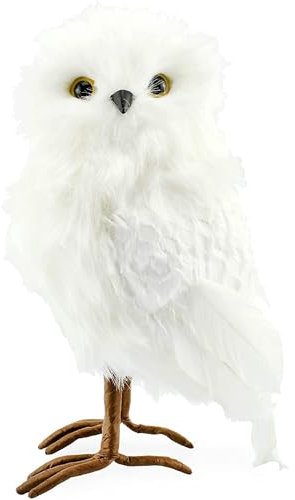 Decorae Fake Stuffed Owl Figure, 10.5-Inch Tall Bird for Craft, Halloween Prop or Christmas Tree Topper Use
