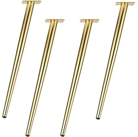 4 Stück Möbelfüße Eisen Möbelfüsse Schräger Kegel Möbelbeine Metall Schrankfüße Tischbeine Sofafuss für Kaffeetisch Fernsehschrank Badezimmerschrank Couchtisch,Mit Schrauben (70cm/27.6in,Gold)