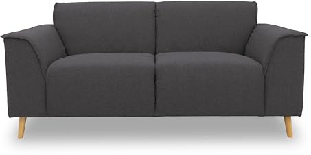 DOMO. collection Sofa Jules FK 2 Sitzer, 2er Couch in skandinavischer Optik, mit Federkernpolsterung, Garniur mit Holzfüßen, 178 x 90 x 81 cm (BxTxH), in pepper