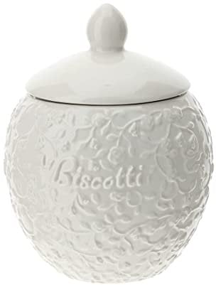 Hervit BISCOTTIERA PORCEL.Bianca 19X24 DEC.ROSELLINE Coperchio ERMETICO
