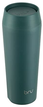 bru Travel - Insulated Coffee Cup Travel Mug for Hot Drinks, Leakproof, Ceramic Lined (460ml, Aranya Green)