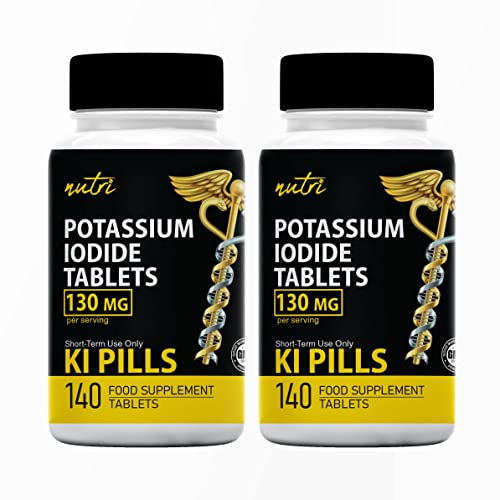 Potassium Iodide Radiation Tablets 130 mg (2 Pack) - (280 Tablets) EXP 10/2032 - Potassium Iodine Tablets for Radiation Ki Pills - Potassium Iodine Pills YODO Naciente, Anti Nuclear Fallout Pills