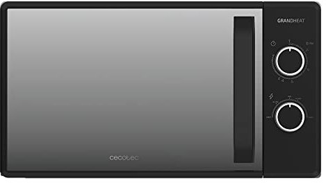 Cecotec Microondas de 20 Litros Grandheat 3040 Mirror. 700 W, 6 Niveles, Revestimiento Anti-Dirt iTech y Tecnología 3DWave, Modo Descongelación, Temporizador, Negro y Puerta efecto Espejo