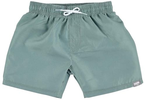Sterntaler Badeshorts Uni – UV-Schutz 50+ Schwimmhose – Jungen Beachwear schnelltrocknend – Baby Badehose mit Windeleinsatz bis Größe 86/92 und verstellbarem Kordelzug im Bund – mattgrün, Größe 80