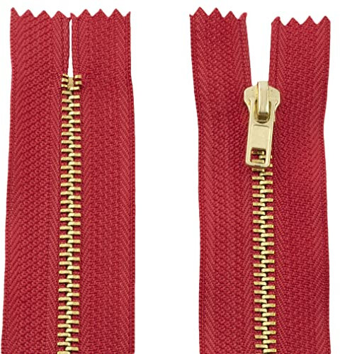 Aerzetix - C61309 - Set di 2 Cerniere Non separabili 20cm in Metallo - Cerniera Lampo - Colore Rosso Lampone - Cucito pelletteria Borse Gonna Abito Vestiti Pantaloni merceria