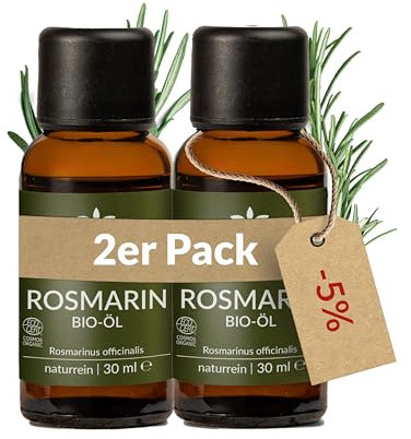 Heldengrün® BIO Rosmarinöl [HOCHDOSIERT] Natürlicher Haar-Booster - 100% naturreines Rosmarin Öl für Haare & Kopfhaut - Ätherisches Rosmarinöl Haare - 2 x 30 ml
