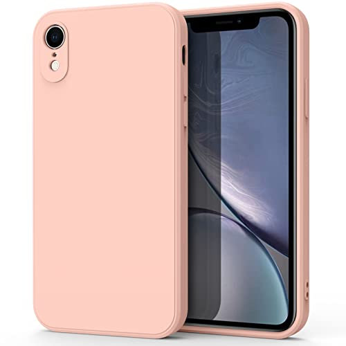 Oumida Case for iPhone XR 6.1-Inch, Soft Silicone Shockproof Liquid Bumper Cover with Microfiber Lining, Full Covered Soft Gel Rubber Case Cover for iPhone XR(Pink)