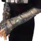 GEMILY Fischnetz Strass Rave-Handschuhe fingerlose Netz-Armstulpen für Damen, Schwarz Weiß, Einheitsgröße