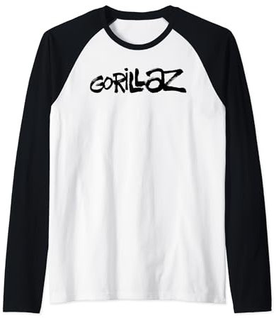 Gorillaz Black Paint Brush Logo Raglan Baseball Tee