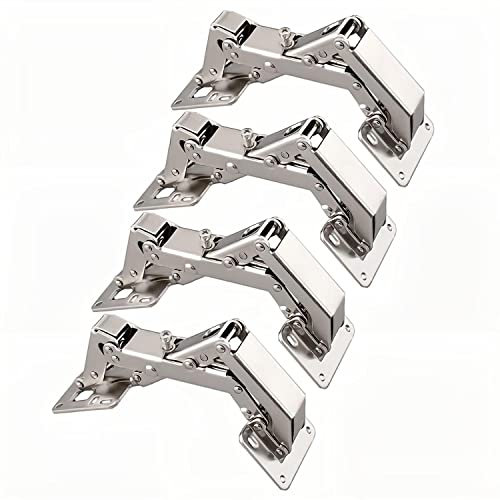 Qrity 4 PCS 130-175 Degree Adjustable Cabinet Hinges, Hydraulic, No Noise, Soft Close Cabinet Hinges with Screws, for Cabinet, Cupboards, Wardrobe