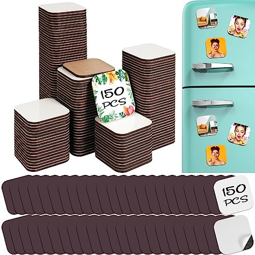 Frienda 150 Stück Sublimations-Magnete, Rohlinge 4.9x4.97x0.4 cm, Sublimation, blanko, Kühlschrankmagnete, dekorativer quadratischer Kühlschrankmagnet für Küche, Wand, DIY, Kalender, Bürodekoration