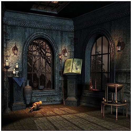 AIIKES 8x8FT Halloween Kulisse Innen Furchtbar Nacht Fenster Öl Lampe Vase Kulissen Familie Party Dekorativer Hintergrund des Persönlichen Porträts Fotografie Foto Booth Studio 11-648