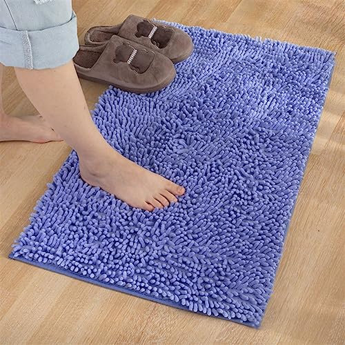 Reyox Badematte Hochflor Chenille rutschfest Vorleger Waschbar Badteppich Badezimmer Wasserabsorbierenden Violett 50 x 80 cm