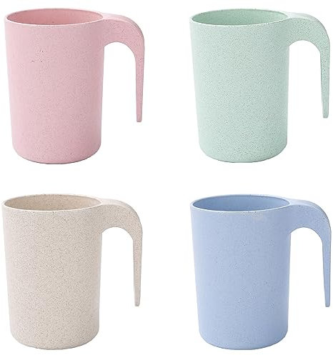 Kunststoff Kinder Zahnputzbecher, 4 Stück Vier Farben Zahnputzbecher Set, Hause Zahnputzbecher, Plastik Trinkbecher, Mundwasser Tasse für Erwachsene, Jugendliche und Kinder (4 Farben)
