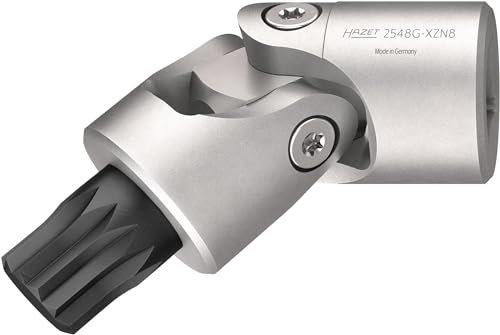HAZET Tournevis à embout articulé 2548G-XZN8, 1/4 pouce femelle polydenté XZN M8, pour vis de fixation sur distributeur 4/2, idéal pour les endroits difficiles d'accès, pour diverses voitures