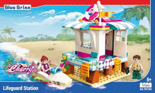 BlueBrixx Kids 107164 – Cherry: Rettungsschwimmerstation aus Klemmbausteinen mit 131 Bauelementen