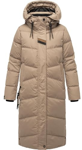 Navahoo Damen Wintermantel Warmer Steppmantel lang mit Kapuze Kuschelmausi S-XXL