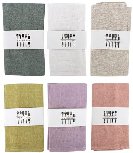 Tutamaz Stoffservietten Leinenservietten, 6er Set Hochwertige Abwaschbare Leinen Servietten Stoff 40x40cm Leinenservietten Wiederverwendbare für Weihnachten Hochzeit Geburtstag Cafe Restaurant Deko