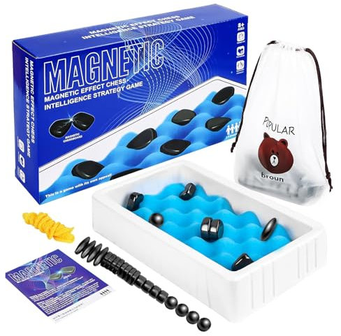 Schachbrett Magnetisch - Kampfschach Mit Magnetisch, Schachspiel magnetisch, Reisen Schach Magnetisch, Puzzle Checkers Spiel, Tragbares Schachbrett-Party Für Familientreffen (20-Magnete/Schwamm)