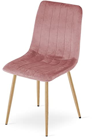 Home Collective Polsterstuhl Esszimmerstuhl Wohnzimmerstuhl Stuhl Bequemes und strapazierfähiges Design mit rosa Samtsitz und holzfarbenen Beinen, 90 cm Höhe, 120 kg Belastbarkeit 2er Set