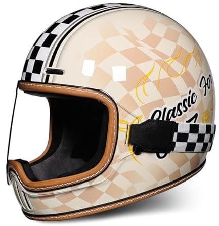 Retro-Integralhelme Motorradhelm Motorrad Scooter Retro Classic Crash Racing Touring ECE-geprüfter Helm,Atmungsaktiv und Warm für Erwachsene Männer Women B,L
