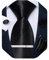 DiBanGu Herren-Krawatte aus Satin mit Anstecknadel, Krawattenklammer, glänzend, einfarbig, Krawatte und Einstecktuch, Manschettenknöpfe, Set für Hochzeit, Party, Schwarz, Einheitsgröße