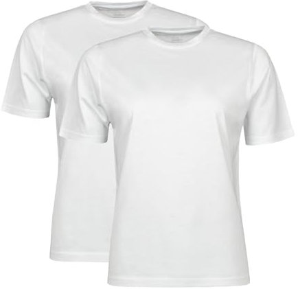 Spairs Womens Plain Essential T-Shirts - Half Cotton, Half Soft Cooling Breathable Bamboo, Crew Neck, Short Sleeve, Tagless, Black, White, Navy, Sizes UK 10, 12, 14, 16, 18, 2 Pack White UK 12